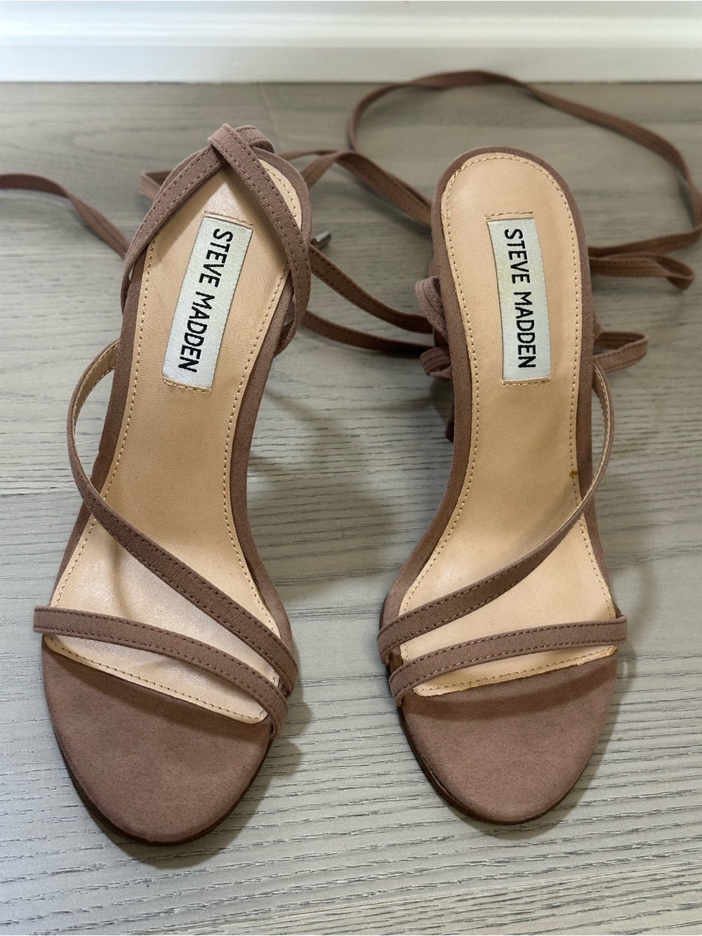 Steve Madden Taupe Lace-Up Strappy Heels